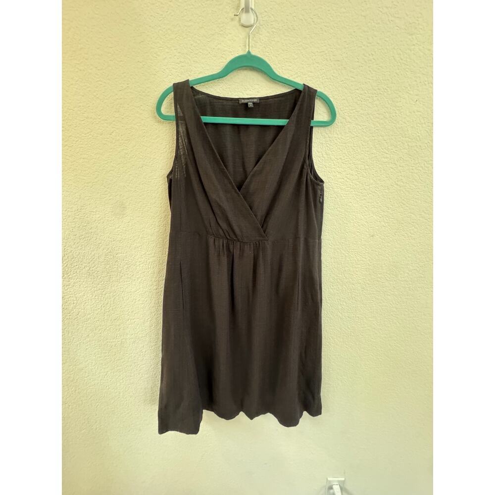 EILEEN FISHER Sz Medium Black Sleeveless Dress V-Neck Pockets Zipper